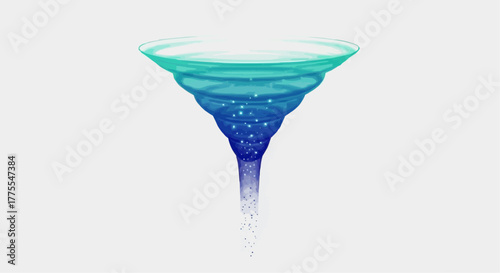 Abstract swirling funnel shape in gradient blue and green colors  