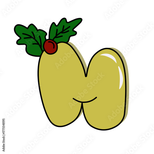 alphabet with holly berry vektor