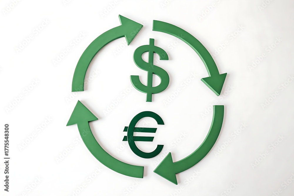 Obraz premium Currency exchange circular arrows with dollar euro and pound symbols