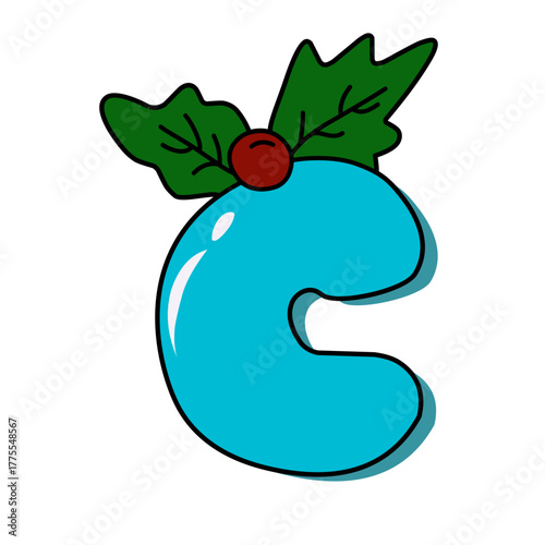 alphabet with holly berry vektor