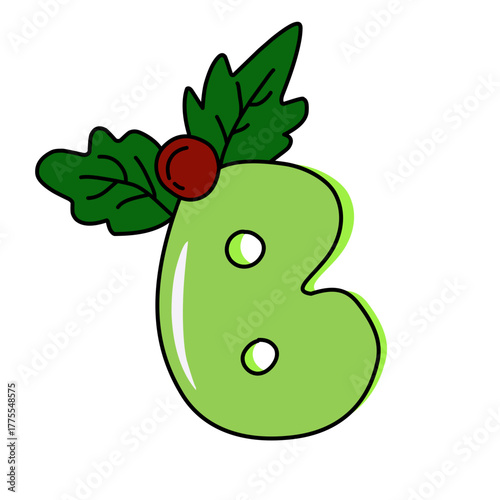 alphabet with holly berry vektor