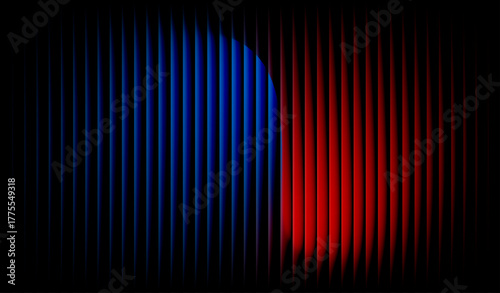 Fotografi A colorful abstract Gradients with vertical shapes blending from blue to red and yellow, creating a smooth, glowing effect on a dark background