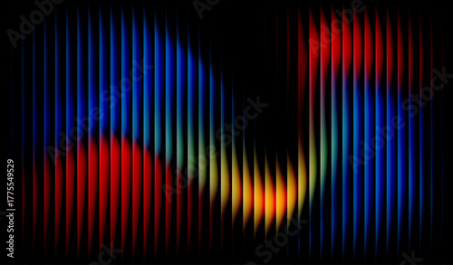 A colorful abstract Gradients with vertical shapes blending from blue to red and yellow, creating a smooth, glowing effect on a dark background.