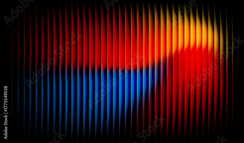 A colorful abstract Gradients with vertical shapes blending from blue to red and yellow, creating a smooth, glowing effect on a dark background.