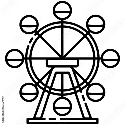 Ferris Wheel Icon: Capturing the simple elegance of a Ferris wheel icon, the image embodies the nostalgia of amusement and the thrill of the fair.
