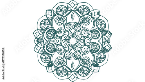 mandala line pattern, two color vector, minimal geometric art, simple symmetry, elegant outline