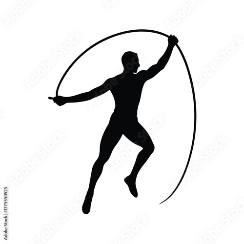 Gymnast Exercise Agility Silhouette Rope Jumping Gymnastics Fitness Sport Activity
