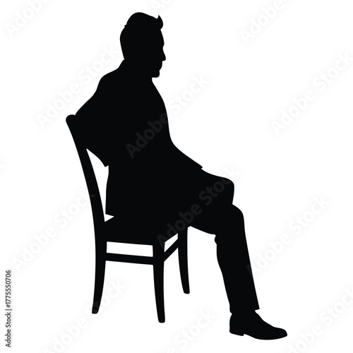 Sitting Silhouette Chair Businessman Man Office Person Work Thinking Relax Pensive
