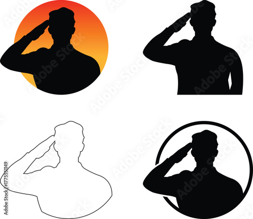 Soldier Saluting Icon bundle