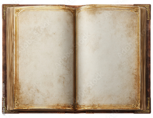 Open antique book with aged pages