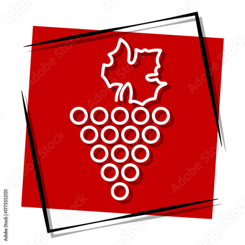 grape, red banner in a frame. Vector illustration on a white background.