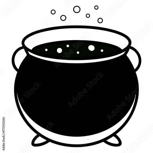 Green bubbling cauldron vector illustration