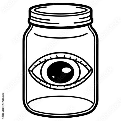 Creepy eyeball in a jar minimalist vector design