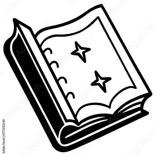 Minimalist witch spell book vector design