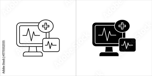Medical monitoring system icon in vector format