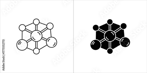 Molecule structure in outline and solid style
