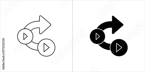 Video play button in outline and solid style