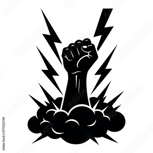 Power fist lightning energy revolution motivation icon