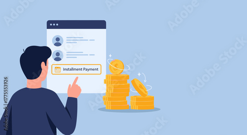 Online Installment Payment Plan With Gold Coins And Man