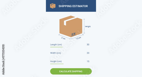 Shipping Estimator With Dimensions Of Package Illustration