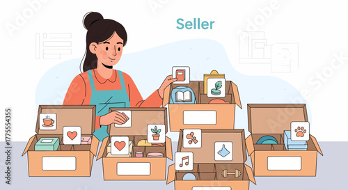 Small Business Owner Preparing Orders For Online Shop Inventory