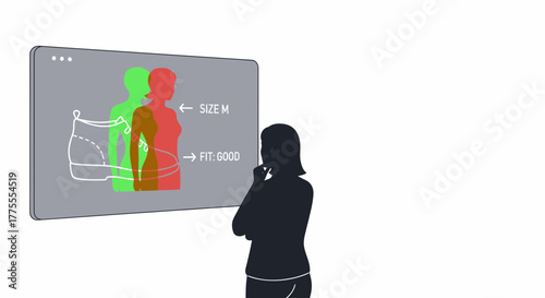 Woman Considers Online Clothing Size Chart For Perfect Fit Garment