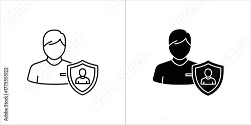 Person icon inside shield, representing personal security and protection