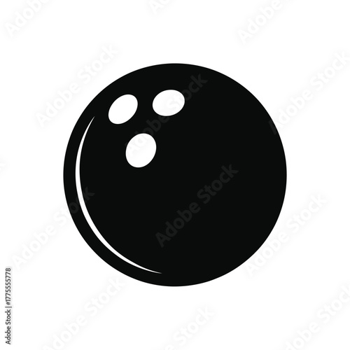 Simple black bowling ball with three finger holes