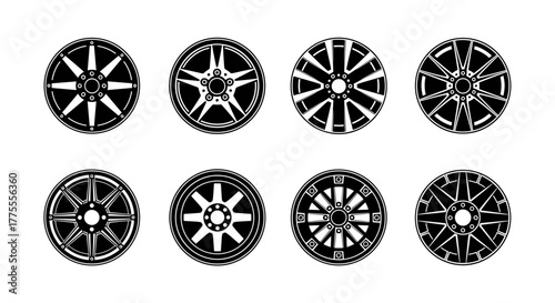 Discover a dynamic collection of stylish car wheel designs, perfect for automotive projects and graphic customization needs, offering modern aesthetics.