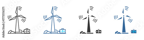 Wind power icon set multiple style collection