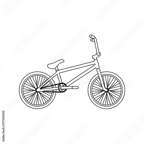 Hand drawn sketch of a bmx bicycle on a white background