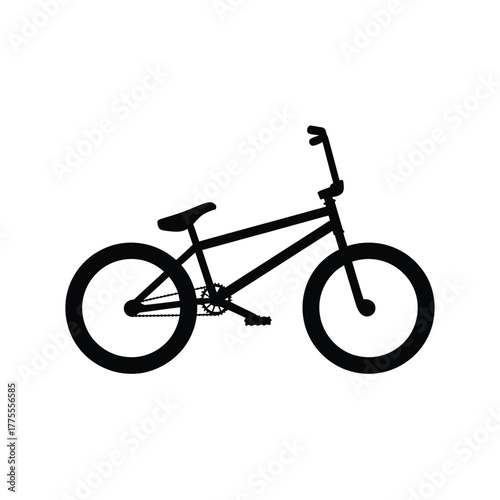 Black silhouette of a bmx bicycle on a white background