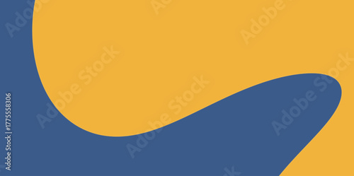 Wavy Corner Abstract Illustration Vector Background. Abstract vector illustration featuring a large, smooth wave shape flowing from the corner in blue, contrasting with the yellow-orange field.