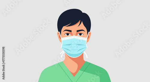 Man Wearing a Protective Face Mask A Portrait Depicting Health and Safety During a Pandemic