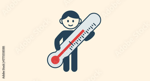 Person holding a thermometer, indicating temperature measurement and health monitoring