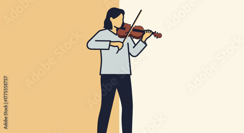 Illustration of a person playing the violin in a minimalist style