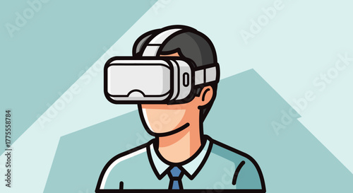 Man engaging in an immersive virtual reality experience, exploring digital worlds with advanced VR headset technology and future innovation
