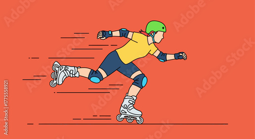 Inline Skater in Motion A Vibrant Illustration of Speed and Agility