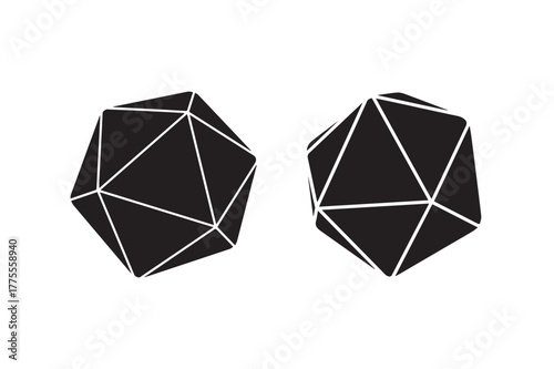 20d dice stylish set of silhouette vector illustration