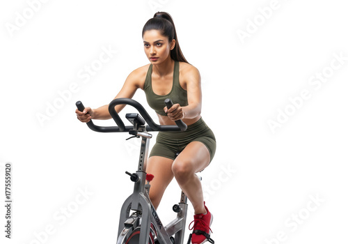 Fitness gym workout exercise woman cycling bike