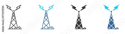 Tower icon set multiple style collection