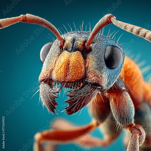 Extreme Macro of Ant Head: Mandibles, Eyes, Antennae