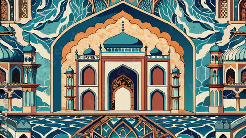 Illustration of the Taj Mahal Indian Landmark Building