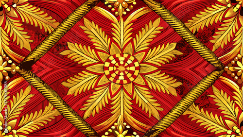 A Beautiful Indian Textile Design with Floral Elements