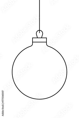 Outline Christmas ornament illustration. Simple minimalist holiday bauble design perfect for winter cards, gift tags, coloring pages, invitations, crafts, and festive digital projects. Transparent PNG