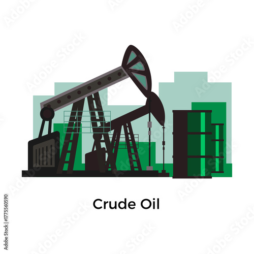 Oil extraction equipment, industrial pumping units, and storage barrels in a production field