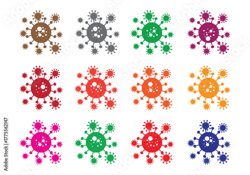 Virus and Coronavirus Icon Set – Simple Vector Illustrations of Pandemic, Probiotic and Healthcare Concepts