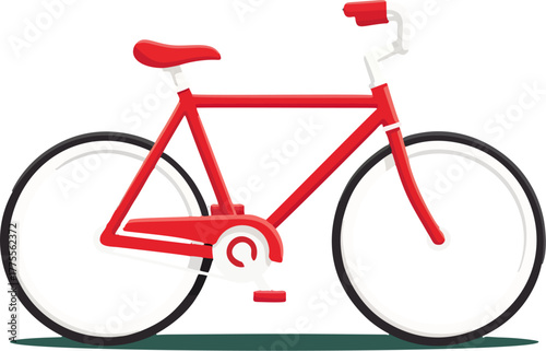 Red city bicycle — sustainable urban transport symbol with simple geometry, clean outline, and modern flat vector styling for bike‑share, commuting, and green mobility campaigns