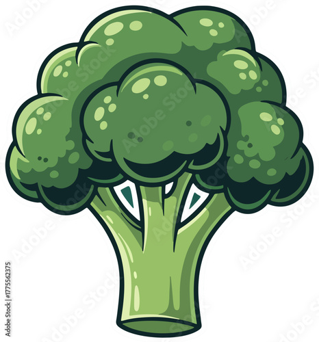 Fresh broccoli head — healthy vegetables and plant‑based diet symbol; neat outline, minimal flat vector icon for nutrition graphics, grocery ads, and recipe apps