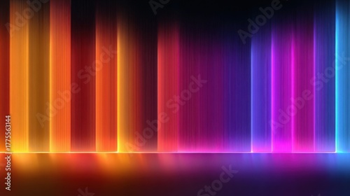 Radiant Spectrum: A mesmerizing display of vertical light bars, creating a dynamic dance of color gradients and illuminating a surface with vibrant energy. 